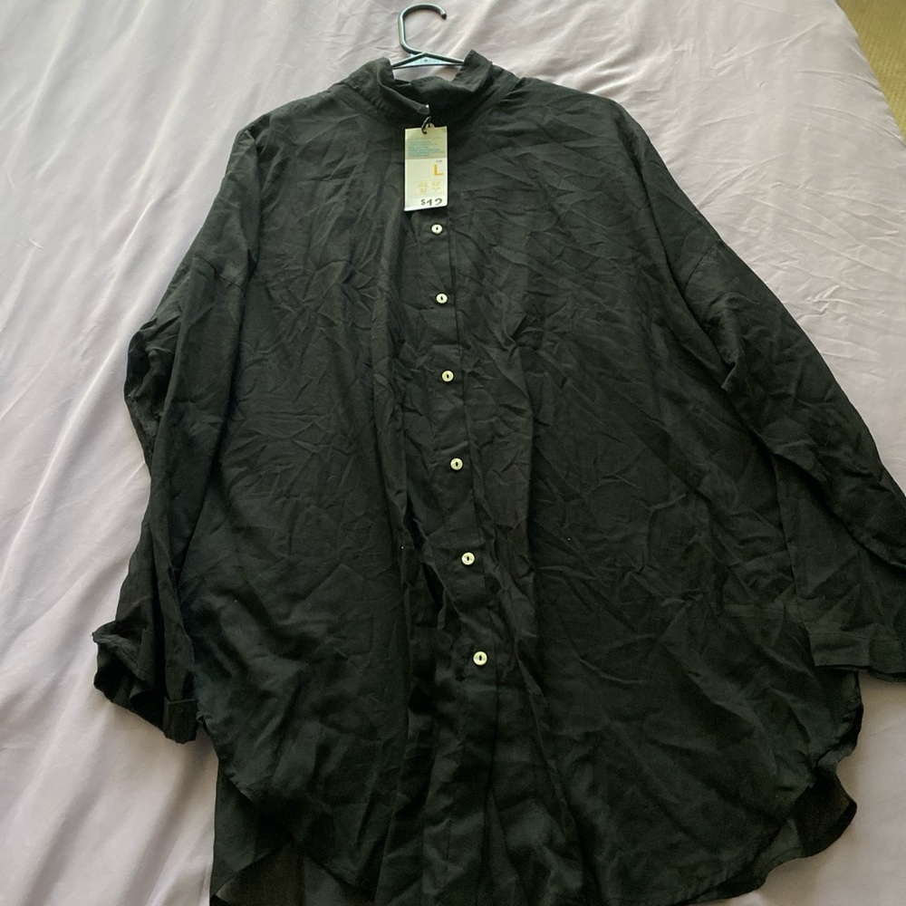Women’s Black Button-Up Cover Up